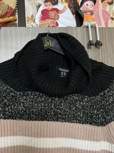 Trendy Striped Turtleneck Sweater