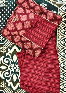 Red Printed Kurta Set