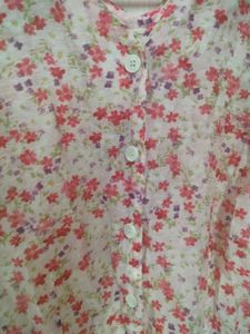 Floral Print V-Neck Puff Sleeve Top