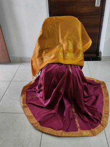 Elegant Maroon Saree with Gold Border
