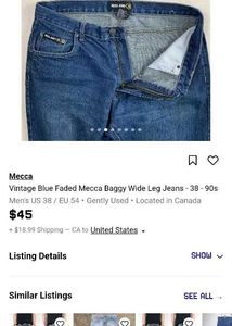 🌟Vintage Blue Faded Mecca Baggy Wide Leg Jeans🚨