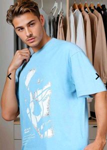 Shein Light Blue Graphic Print Tee