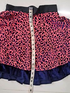 Leopard Print, Velvet, Pink Mini Skirt For Girls