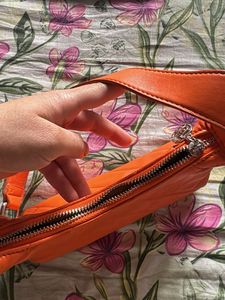 Chic Padded Orange Shoulder Bag