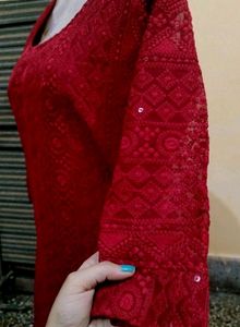 Red Kadai Kurti.. Limited Offer