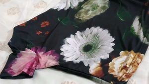 Black Floral Print One Shoulder Top