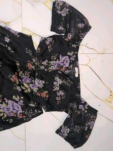 Black Floral sexy ruffle dress