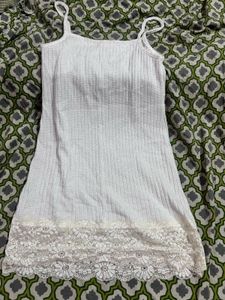 White Lace Trim Slip Dress or kurti