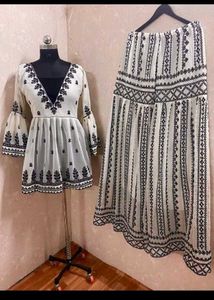 Elegant Embroidered Top & Palazzo Set