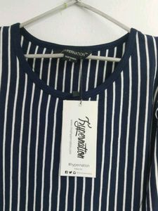 Women's Stylish Striped Cold Shoulder Tunic Top