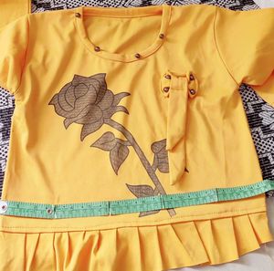 Yellow Rose Print Long Sleeve Top