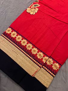 Red Embroidered Kurta Set 3 piece