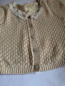 Cute Lace Trimmed Crochet Cardigan