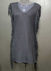 Stylish Grey Fringes Dress
