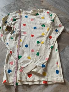 Cream Long Sleeve T-Shirt with Hearts