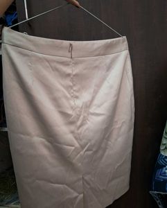 Beige satin short skirt