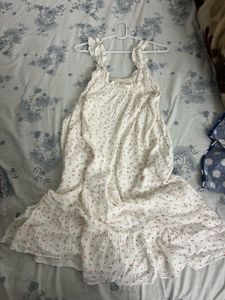 White cherry  print midi dress ( it si free size)