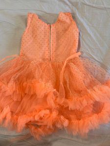 Adorable Peach Ruffled Party Dress
