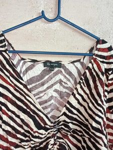 PLUS SIZE Zebra Print Ruched Top Multicolour