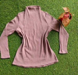Ribbed Mock Neck Long Sleeve Top