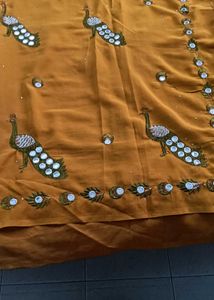 Embroidered Peacock Saree with blouse