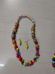 Colorful Beaded Necklace &amp; Earring Set