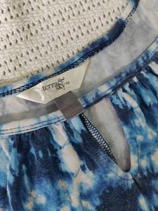 Terra&amp;sky Blue Tie-Dye Sleeveless Top
