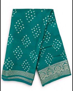 New Teal Bandhani Saree with Intricate Border