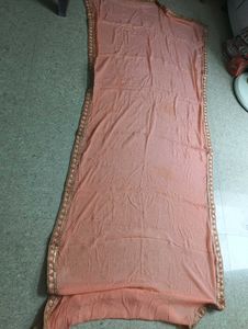 Elegant Peach Dupatta with Embellished Border