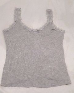 Grey Lace Trim Cami Top