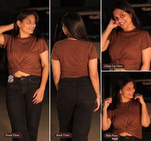 Brown Twisted Front Crop Top