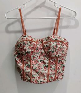 Padded Light Multicolored Crop Top For Women