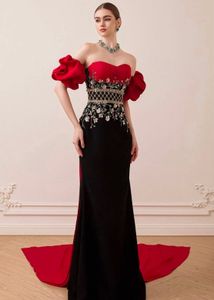 Stunning Red &amp; Black Embellished Gown