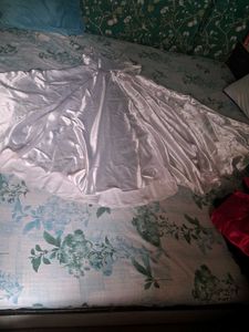 white 5 mtr flare anarkali dress