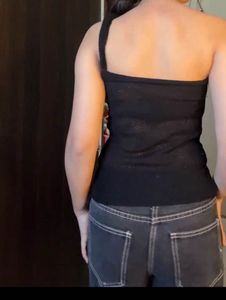 Black One-Shoulder Asymmetrical Top
