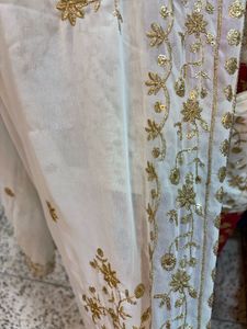 Elegant White &amp; Gold Embroidered Skirt