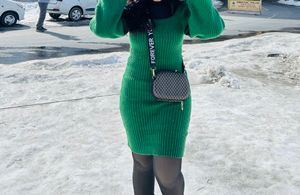 Green Bodycon Winter Dress