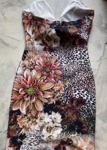 Bold Floral &amp; Leopard Print Corset Dress