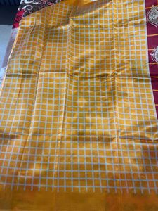 Elegant Cream &amp; Red Silk Saree
