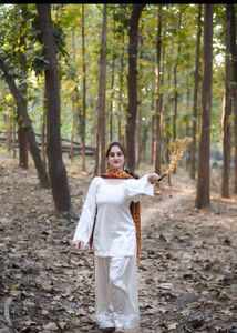 Elegant White Farsi salwar Suit