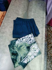 tie n dye chikankari Kurta with bottom