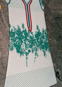 White Kurta with green border