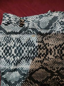 Snakeskin Print Mock Neck Top