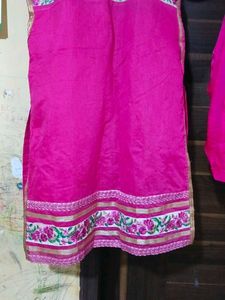 Vibrant Pink Embroidered Kurta Set