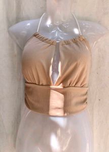 Ribbed Halter Neck Crop Top
