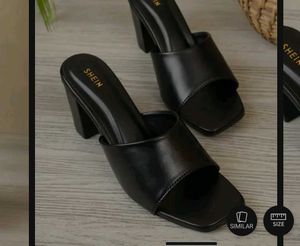 SHEIN Women Black Open Toe Block Heels