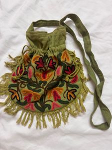 Bohemian Embroidered Floral Drawstring Pouch