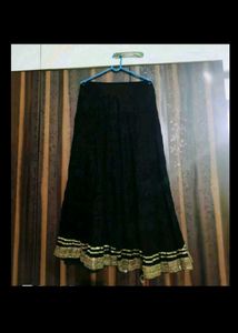 Elegant Black Skirt with Gold Border