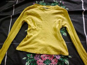 Yellow Ribbed Long Sleeve Top