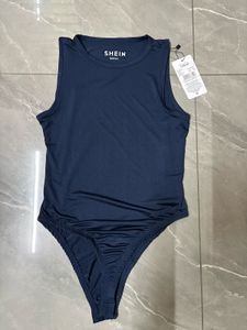 Sleek Navy Blue One-Piece Bodysuit